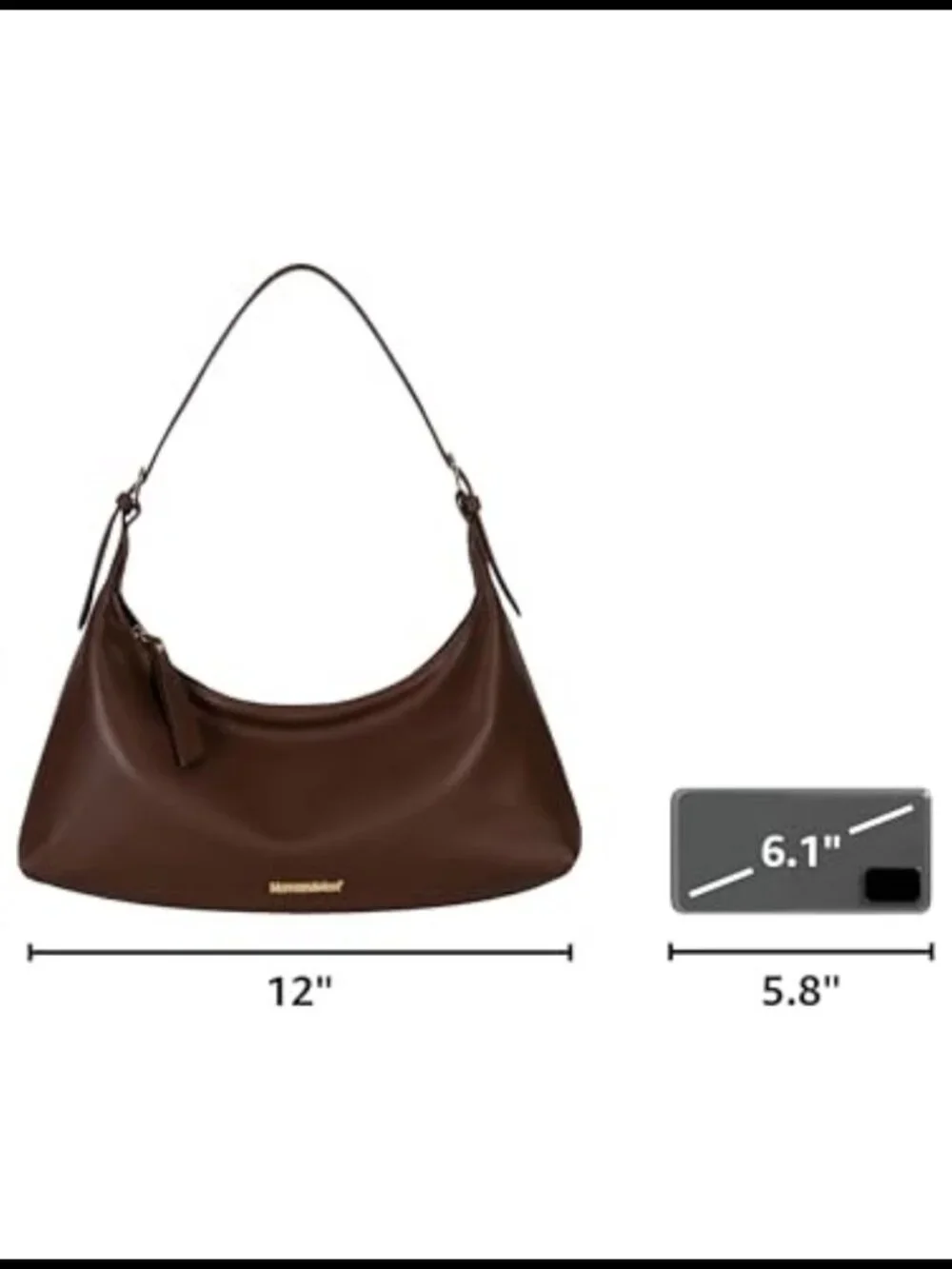 Vegan Leather Crescent Hobo Shoulder Bag Medium Adjustable Strap